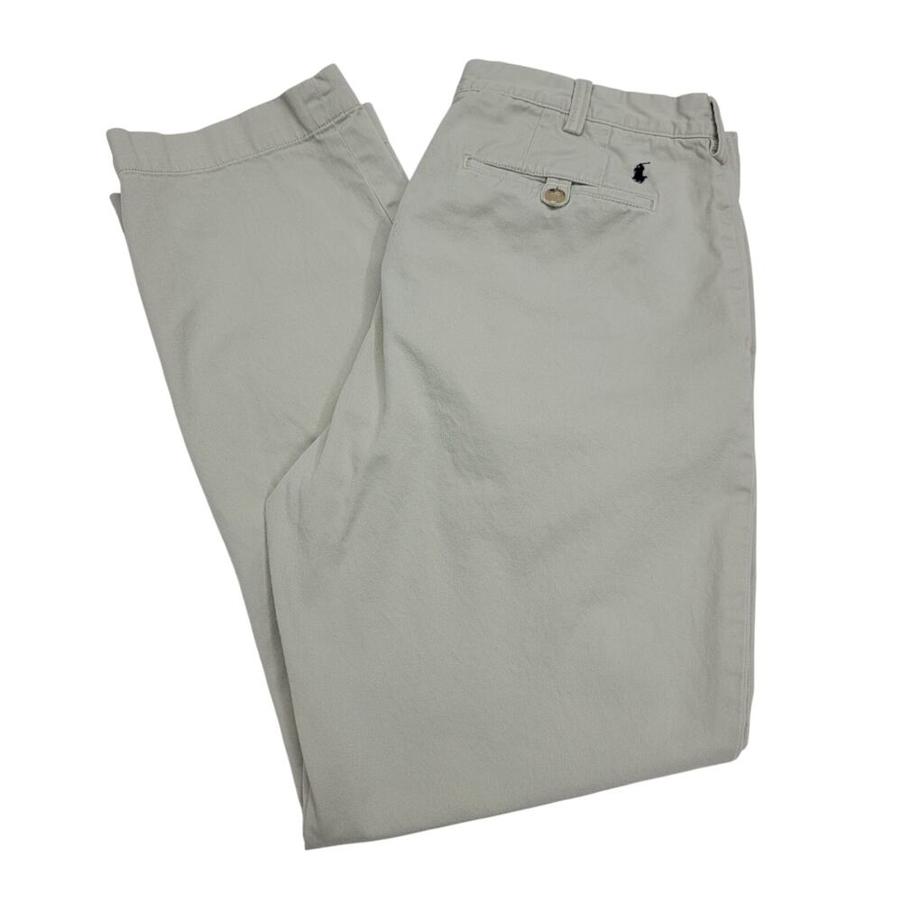 Polo Ralph Lauren The Polo Chino Pants Mens 36x32 Khaki Classic Fit Flat Front